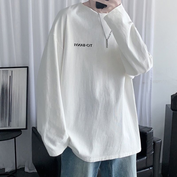 男士长袖t恤秋季宽松百搭圆领打底体恤衫春秋ins潮流潮牌内搭衣服